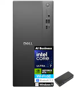 Dell - Tower Plus Desktop (Intel Ultra 7 265F, 32GB DDR5, 1TB M.2 PCIe SSD, GeForce RTX 4060, Win 11 Pro) - Black