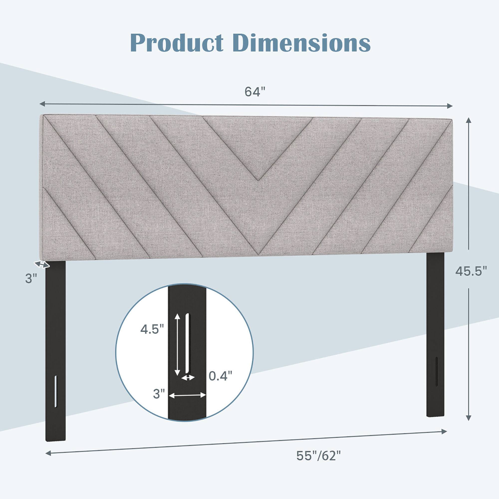 Product Dimensions: 64" x 45.5" x 3" x 4.5" x 3" x 0.4" (55"/62")