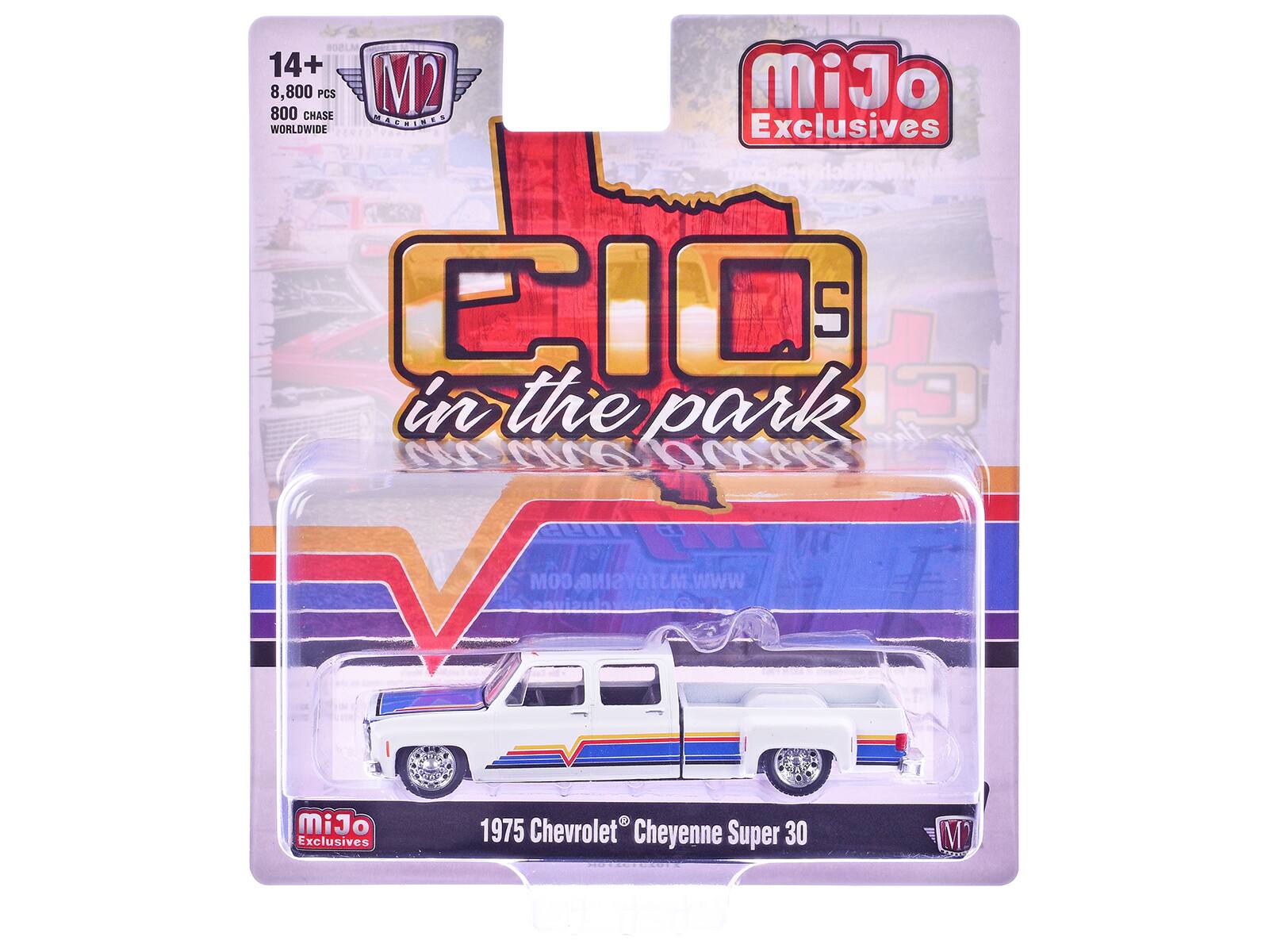 MJSO8 14+ 8,800 PCS M2 MiJo 800 CHASE ADINES Exclusives WORLDWIDE CIO in the park 2mmam WWW.MJTOYSING.COM aviaulaetat MiJo Exclusives 1975 Chevrolet Cheyenne Super 30