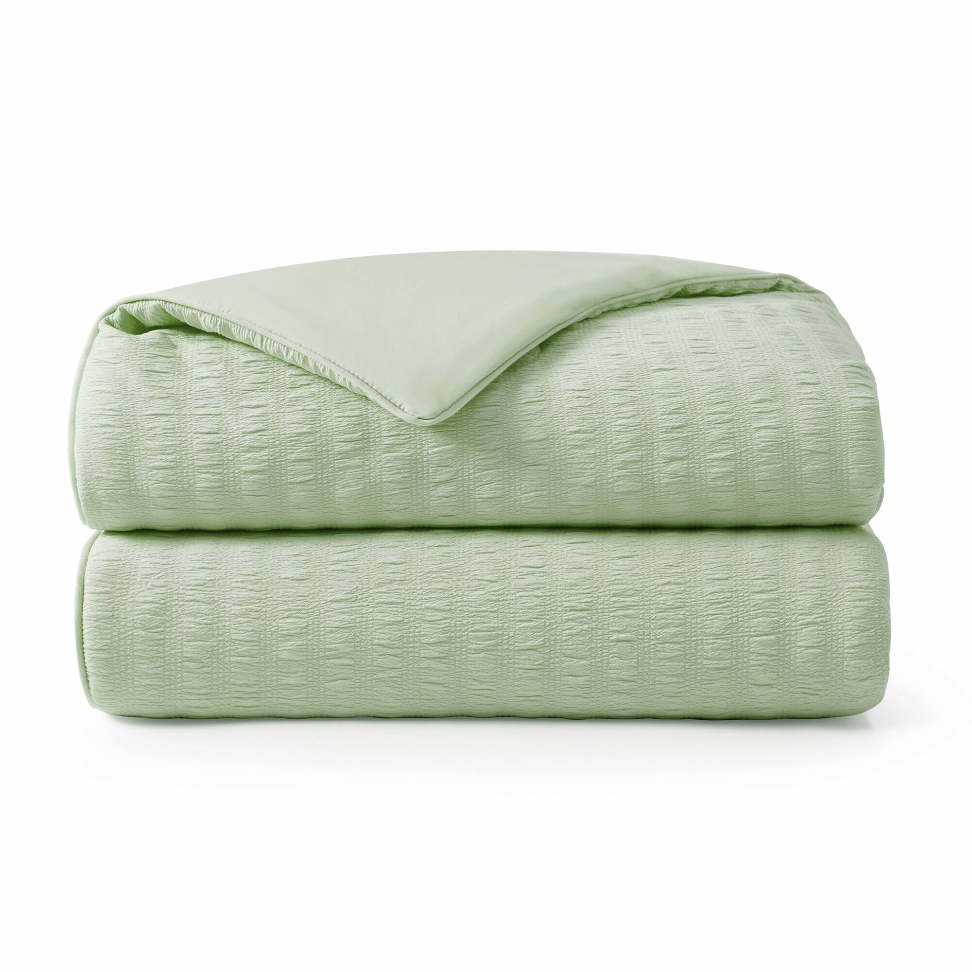 Alt View 3. Peace Nest - Peace Nest Cooling Seersucker Bed Blanket, Lightweight Comforter for Hot Sleepers, Green, King - Green.