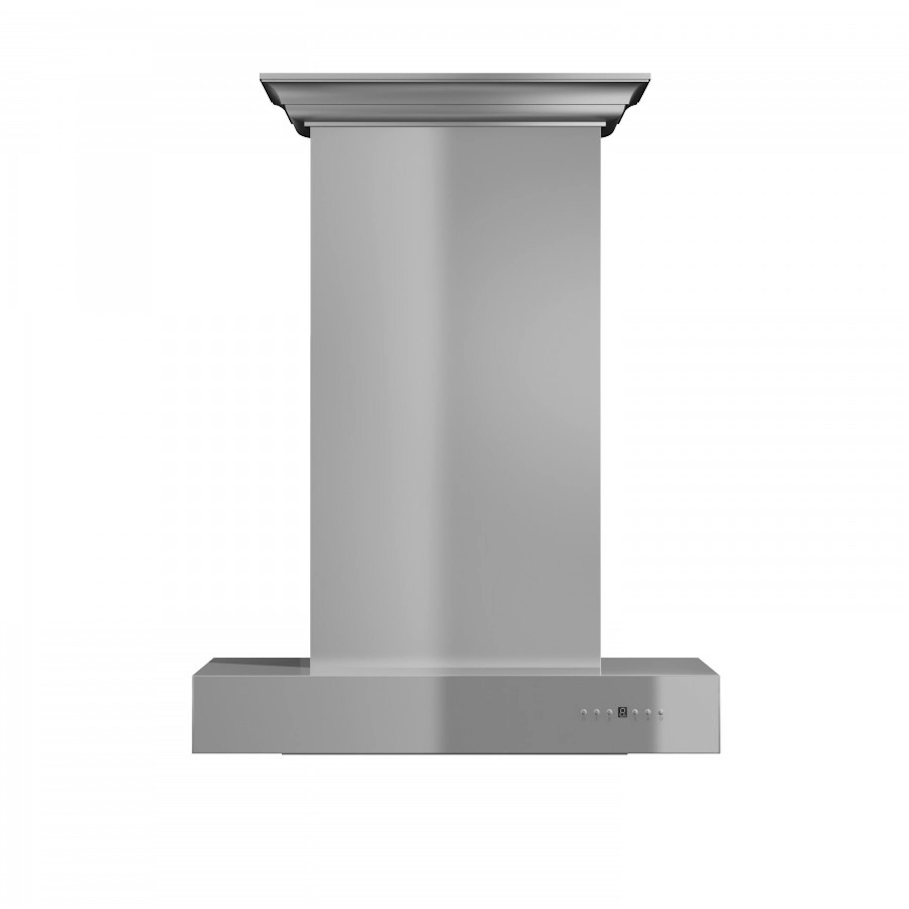 Front. ZLINE - ZLINE 30 in. Convertible Professional Wall Mount Range Hood in Stainless Steel with Crown Molding (KECOMCRN-30) - Stainless steel.