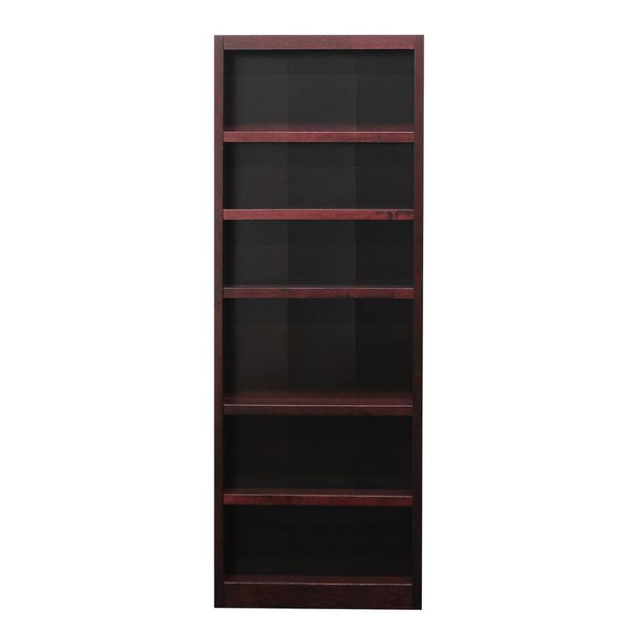 Single Bookcase Concepts in Wood Single Wide Bookcase 6 Shelves Cherry Finish Red ...