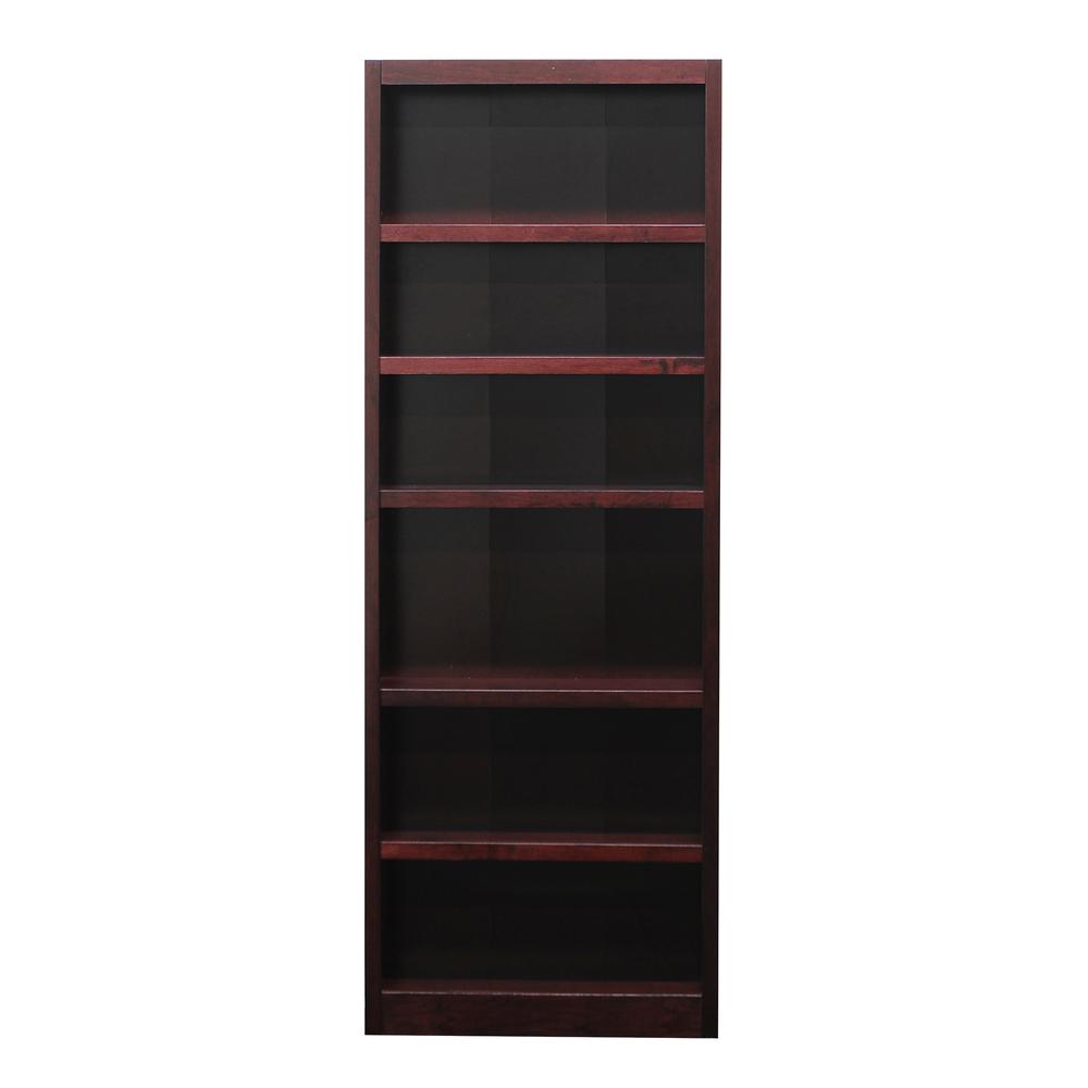 Angle. Concepts in Wood - Single Wide Bookcase 6 Shelves Cherry Finish - Red.