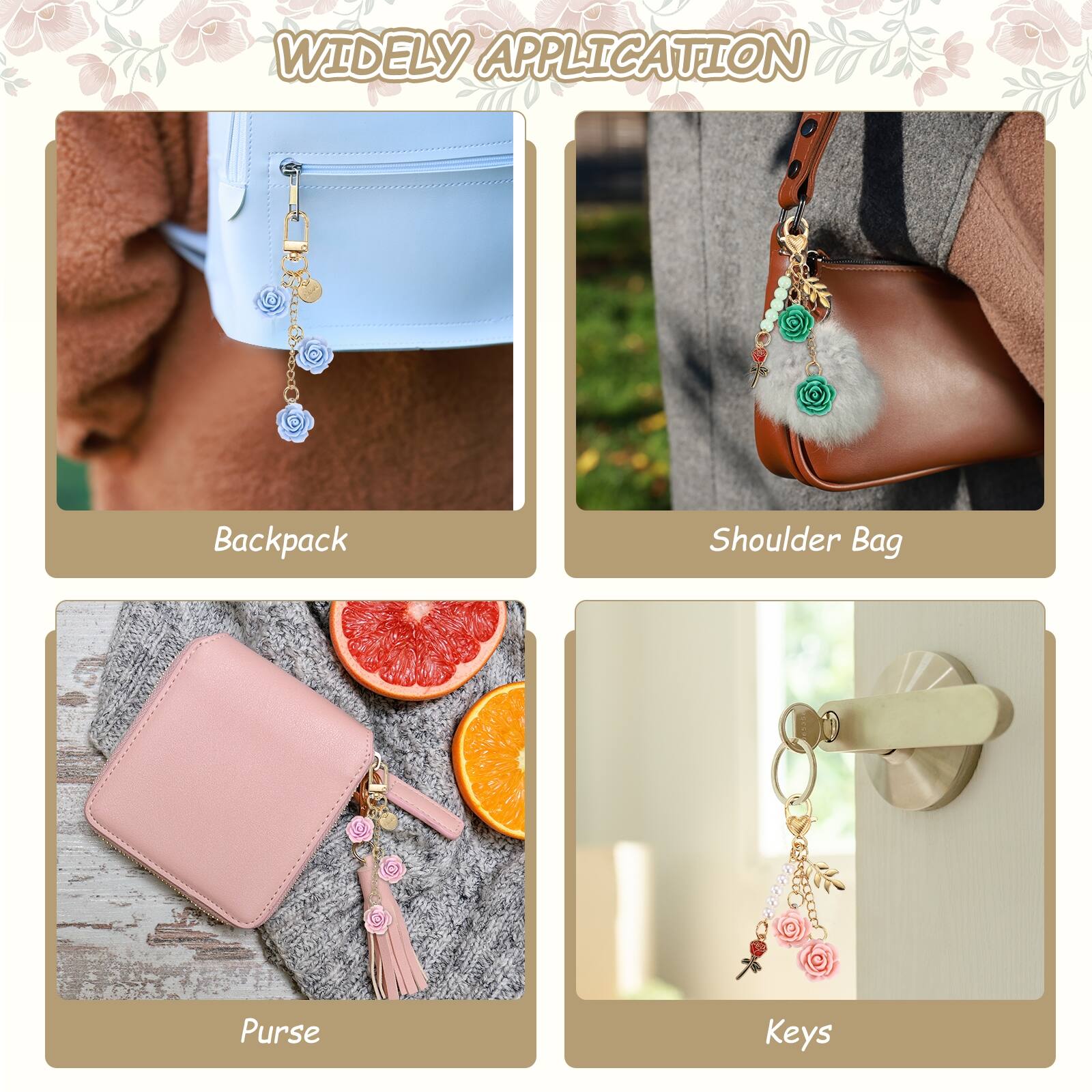WIDELY APPLICATION

Backpack

Shoulder Bag

Purse

Keys