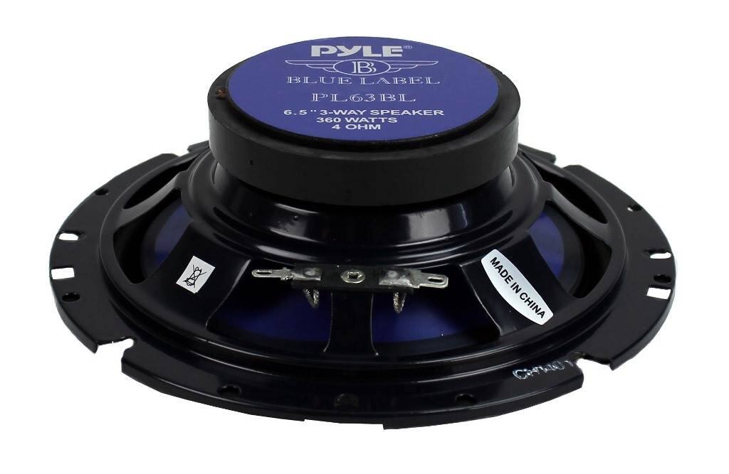 PYLE B BLUE LABEL PL63BL 6.5" 3-WAY SPEAKER 360 WATTS 4 OHM  
MADE IN CHINA