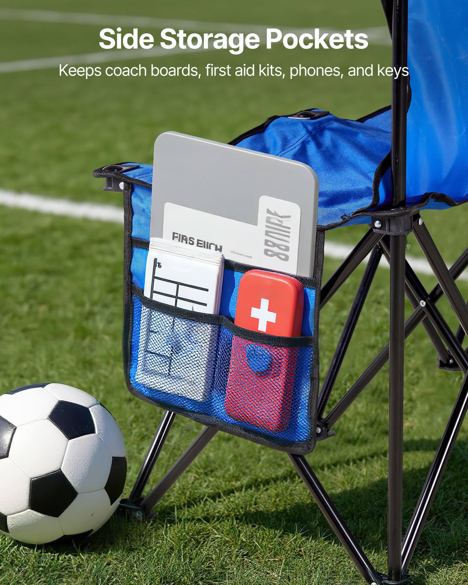 Side Storage Pockets  
Keeps coach boards, first aid kits, phones, and keys