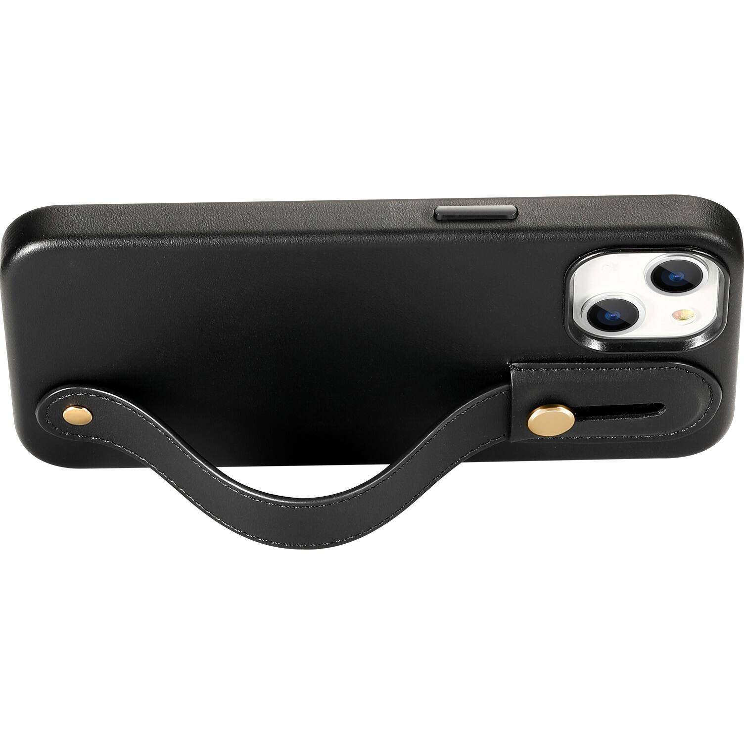 Alt View 12. SaharaCase - FingerGrip Series Genuine Leather Case with Magsafe for Apple iPhone 15 Plus - Black.