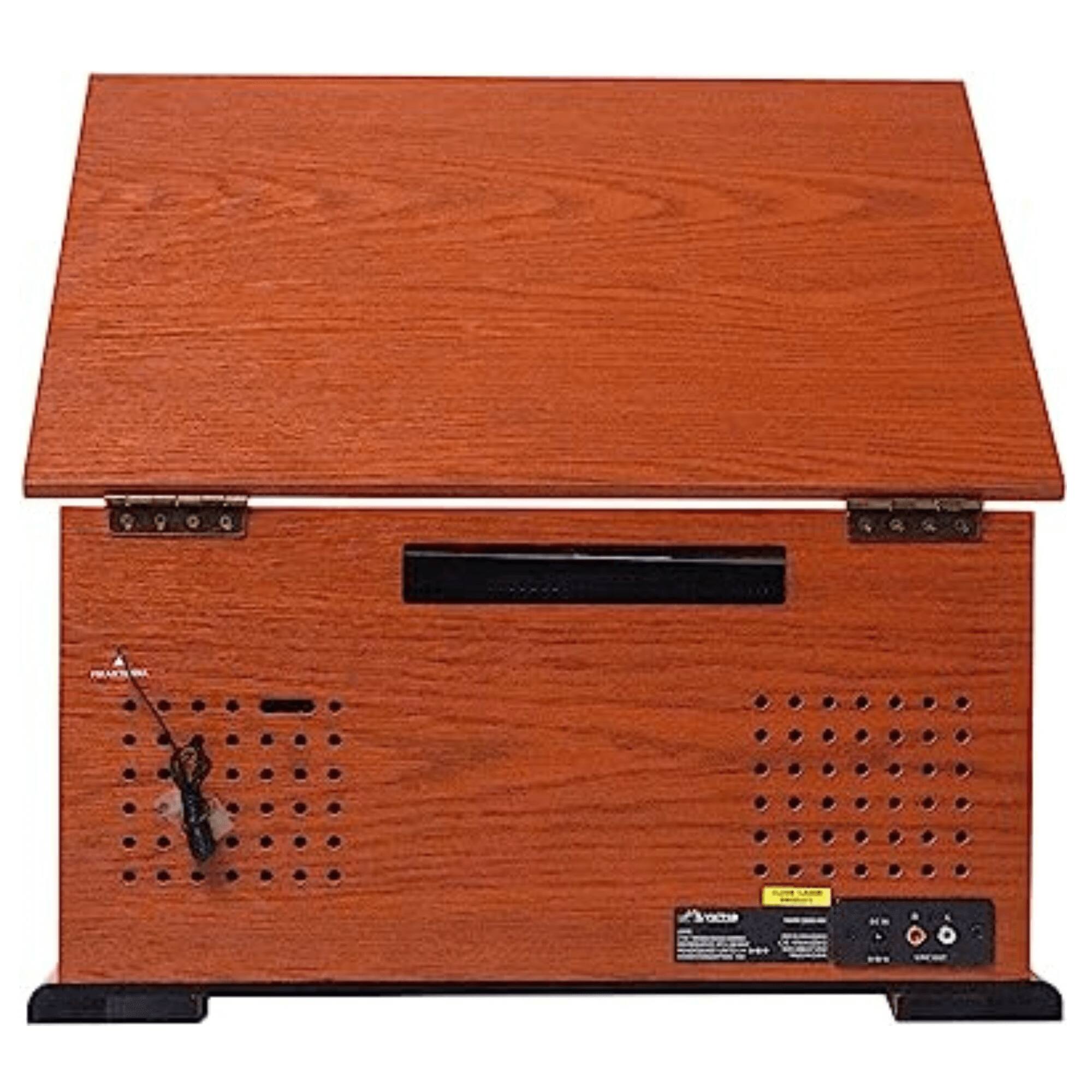 Back. Victor Audio - State 7-in-1 Wood Music Center with 3-Speed Turntable and Dual Bluetooth - Mahogany.