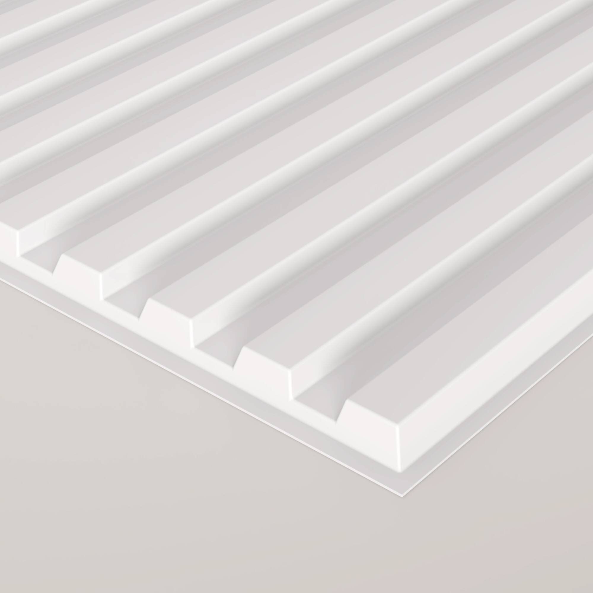 Alt View 5. LOVMOR - PVC Slat Wall Panel, 2x4 Feet 3D Fluted Textured Panel White(24-Pack, 192 Sq.ft) - White.