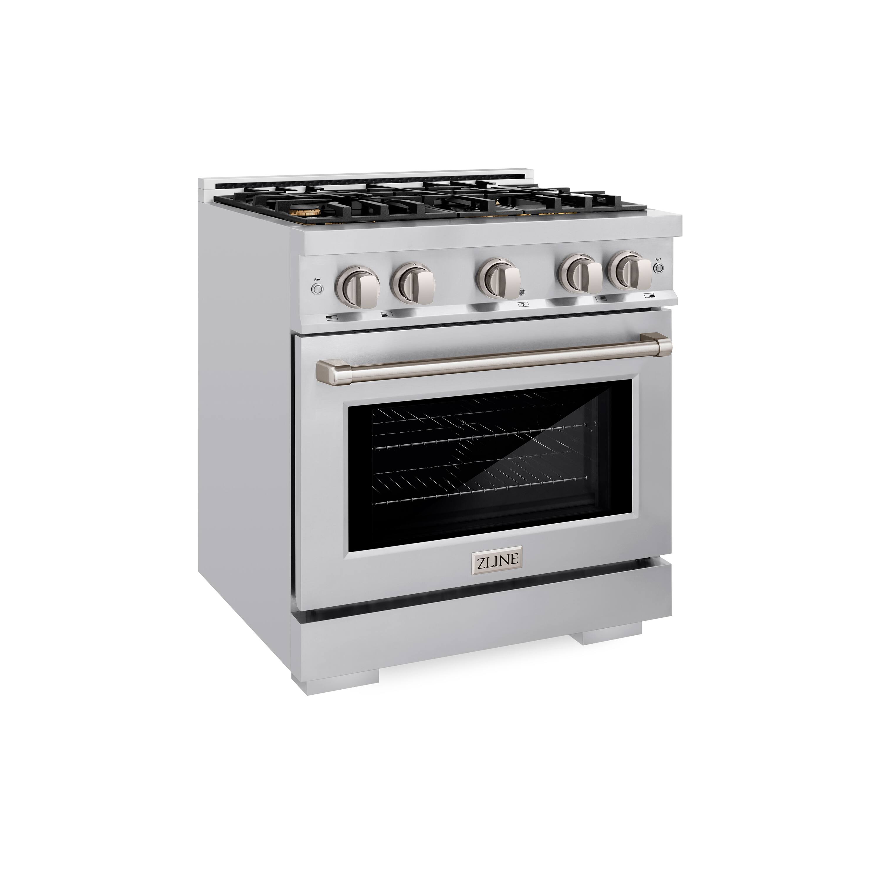 ZLINE - 30 in. 4.2 cu. ft. Freestanding Select Gas Range with Convection Oven with 4 Brass Burners - Stainless Steel