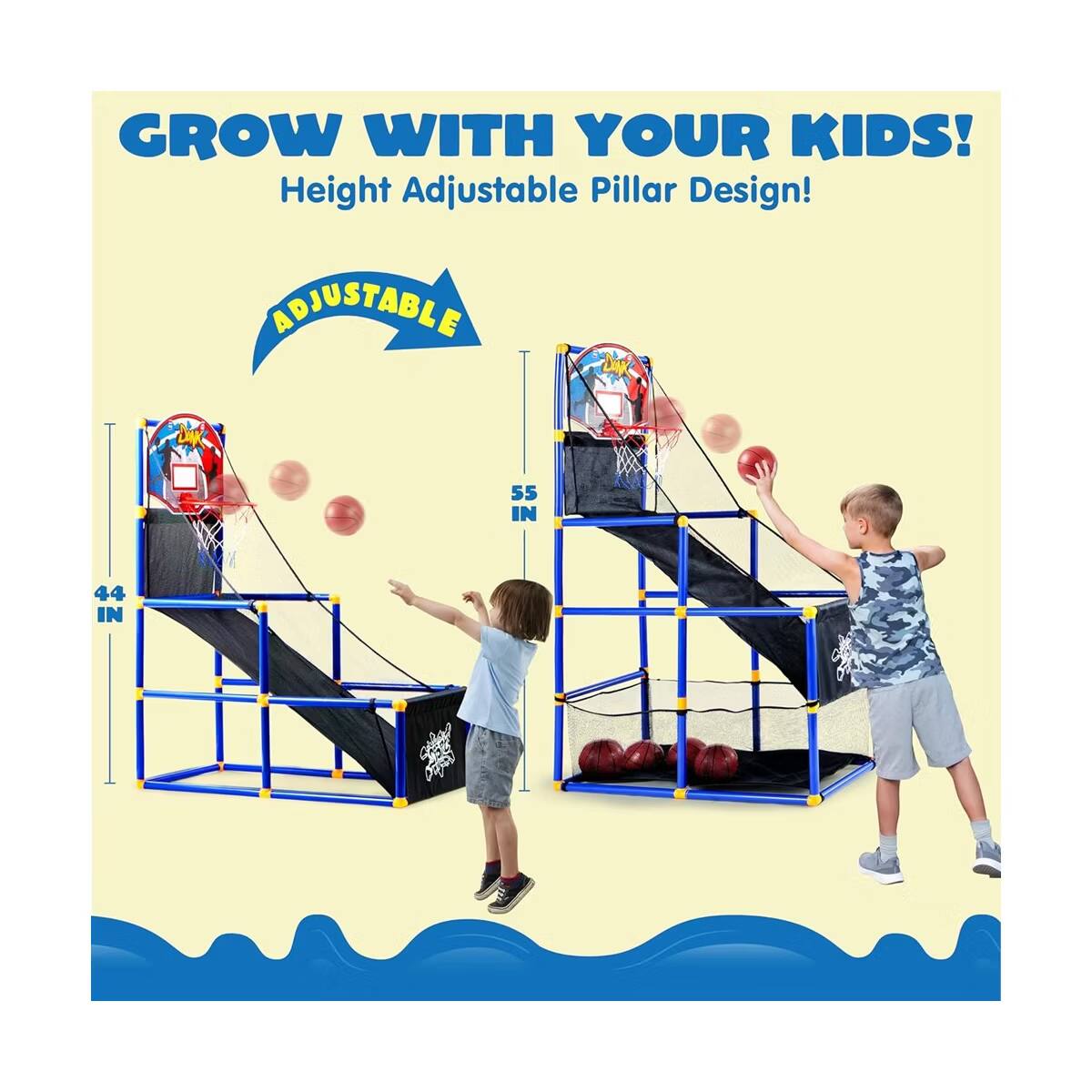GROW WITH YOUR KIDS!  
Height Adjustable Pillar Design!  
ADJUSTABLE  
55 IN  
44 IN