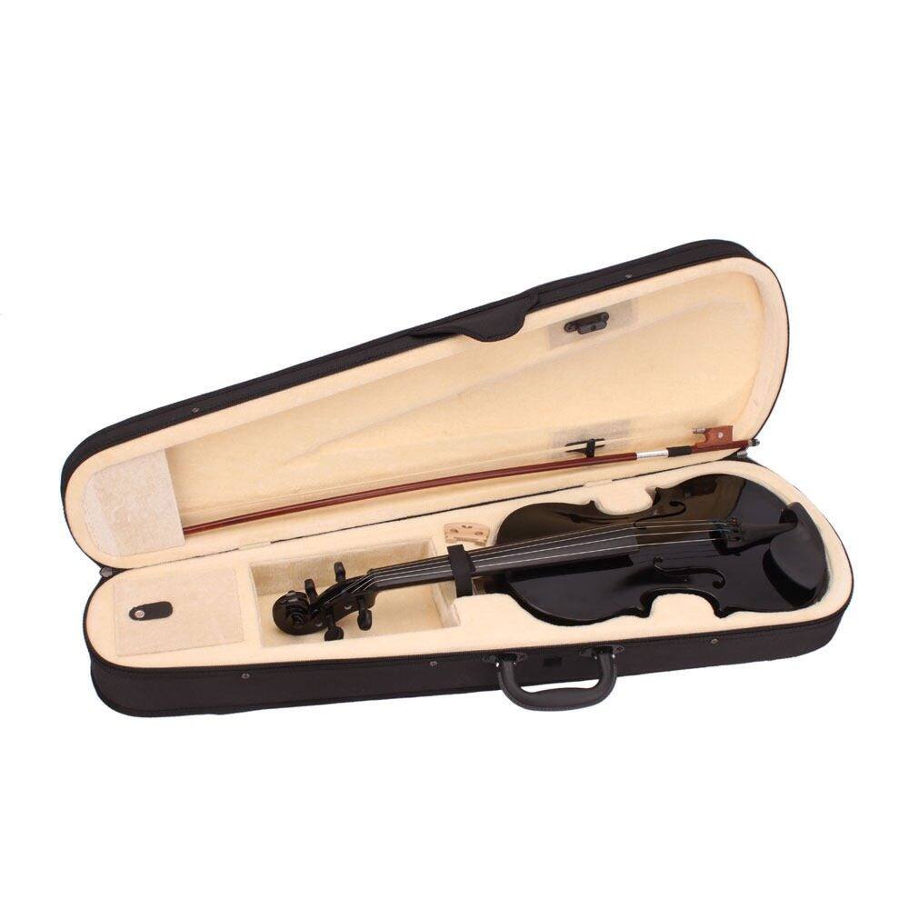 Back. Home Collection - 4/4 Size Student Acoustic Violin Fiddle with Case, Bow, and Rosin - Black - Black.