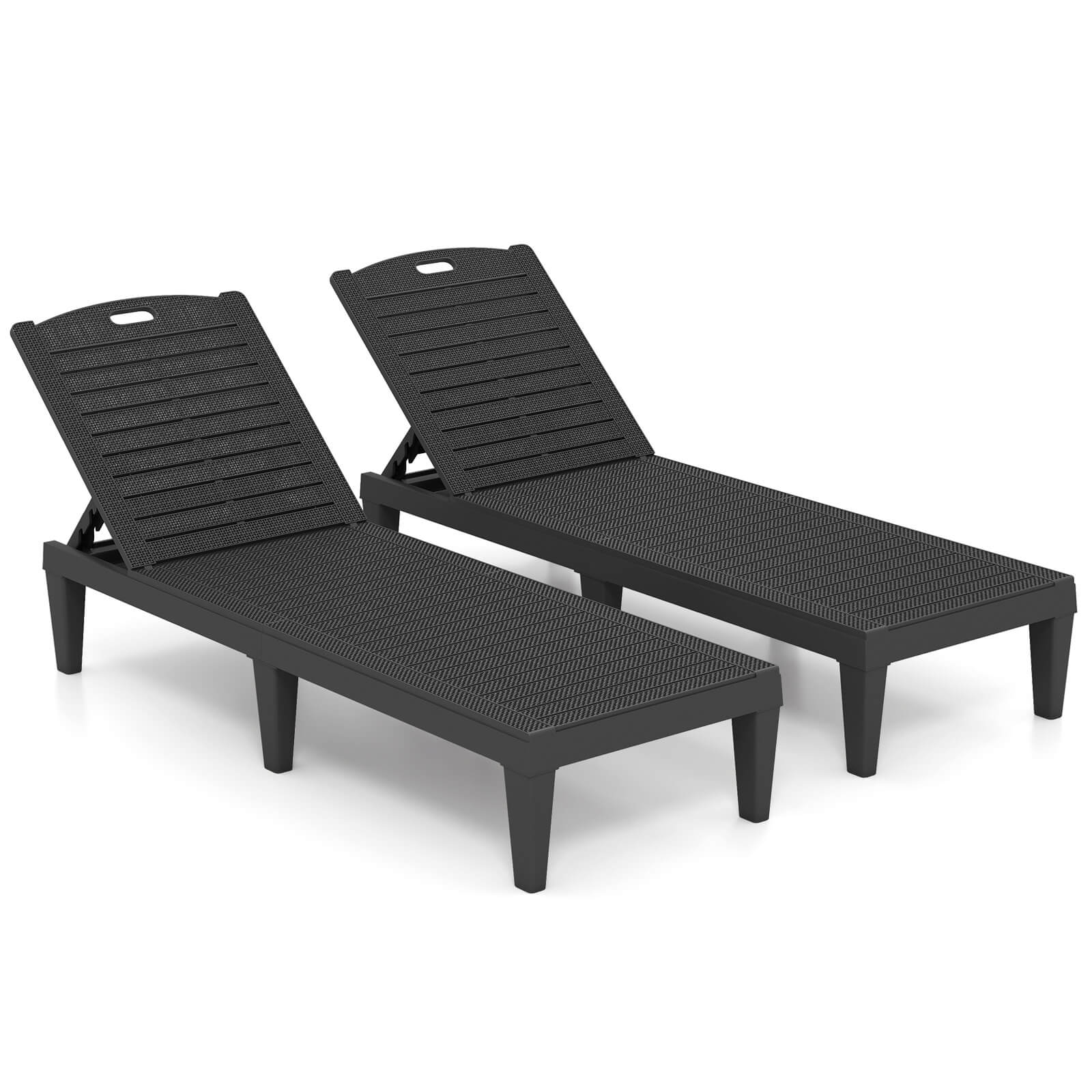 Alt View 9. Costway - Costway Chaise Lounge Chairs Set of 2 with 5-Position Adjustable Backrests Easy Assembly - Black.
