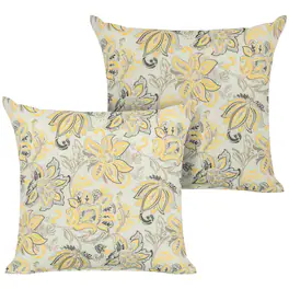Nuu Garden - Outdoor Patio Water-Resistant Throw Pillows Set of 2 - Ink Floral Pattern