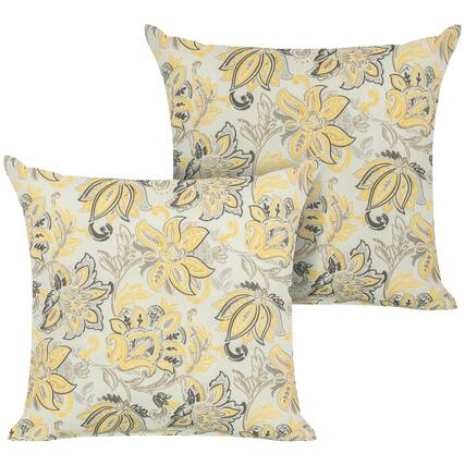 Front. Nuu Garden - Outdoor Patio Water-Resistant Throw Pillows Set of 2 - Ink Floral Pattern.