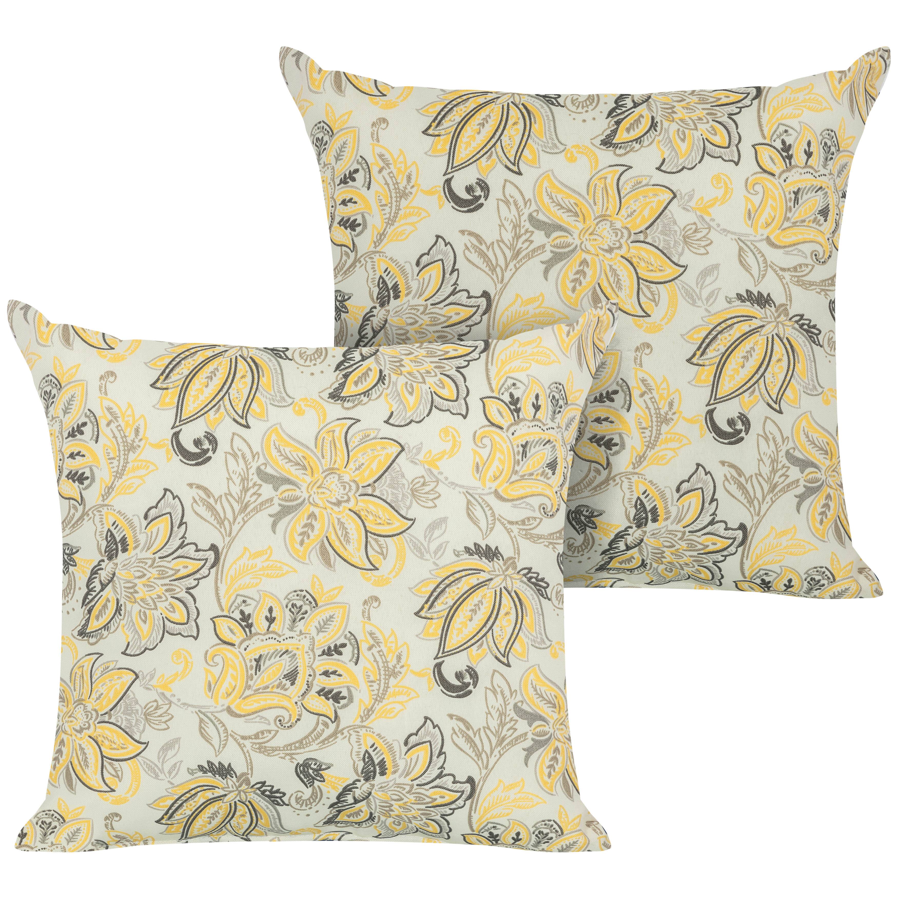 Front. Nuu Garden - Outdoor Patio Water-Resistant Throw Pillows Set of 2 - Ink Floral Pattern.