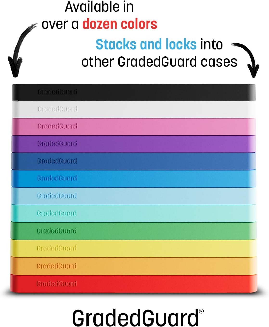 Available in over a dozen colors. Stacks and locks into other GradedGuard cases.