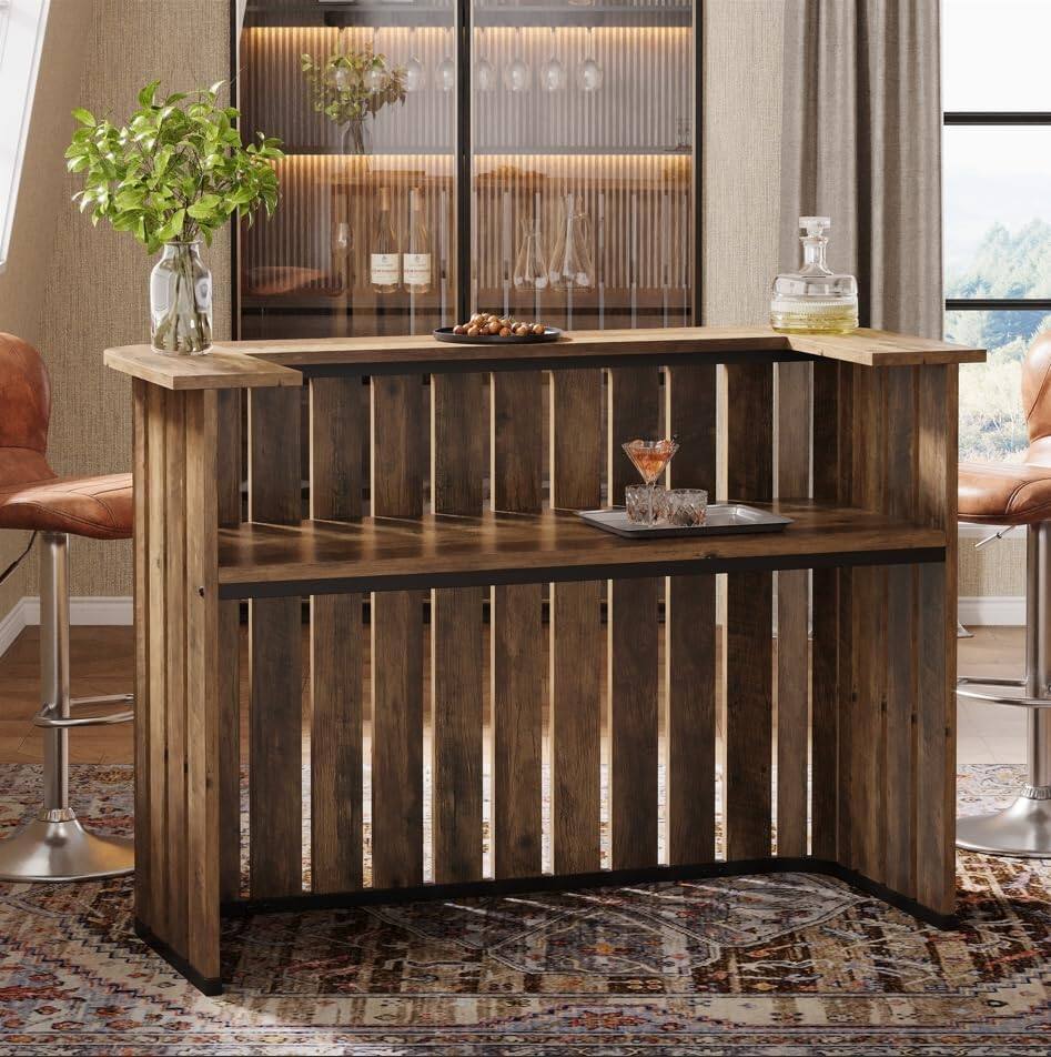 Tribesigns Farmhouse Bar Table with Engineered Wood Construction for ...