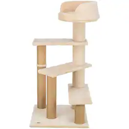TRIXIE - Tulia Senior Plush & Sisal 4-Level Cat Tree, Scratching Posts & Bed - Beige