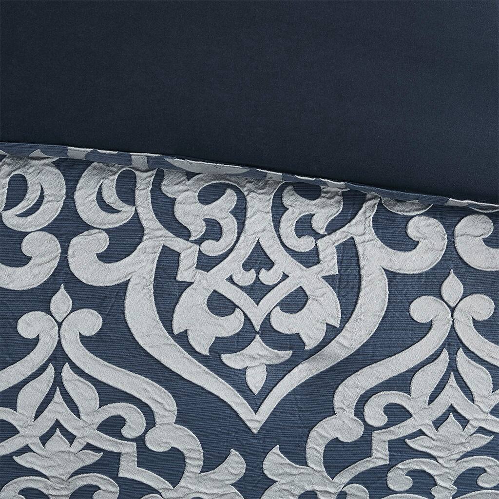 Alt View 5. Gracie Mills - Gracie Mills Pineda Luxurious 8-Piece Jacquard Comforter Set - Navy/Silver.