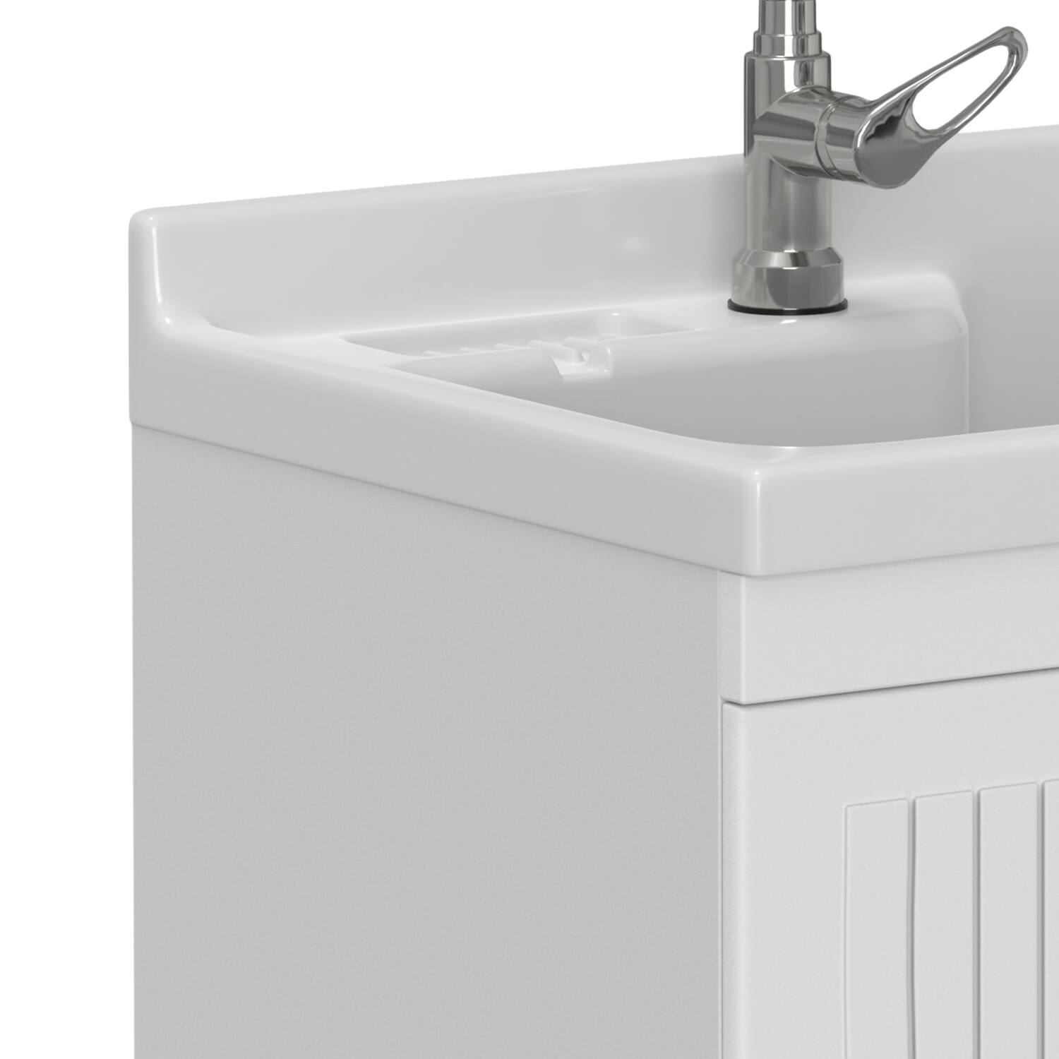 Alt View 5. Simpli Home - Murphy All-In-One 28-inch Laundry Utility Sink and Cabinet - Pure White.