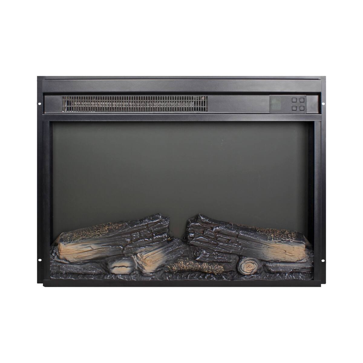 Alt View 2. Loheer - Loheer 23 inch electric fireplace insert, ultra thin heater with log set, 1400W, Antique Black - Antique Black.