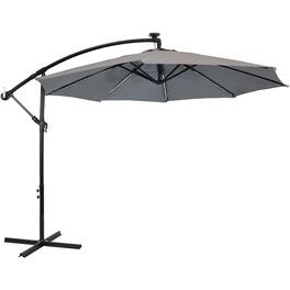 Sunnydaze - 9.5 ft Solar Cantilever Offset Patio Umbrella - Smoke