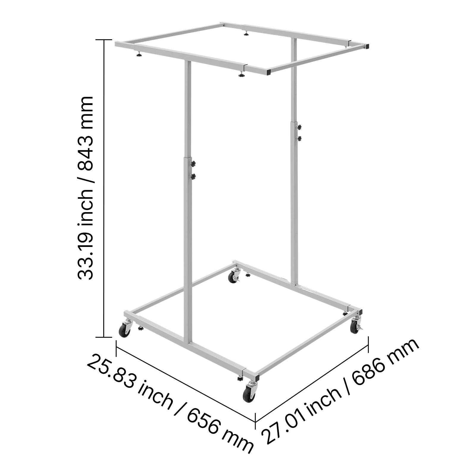 33.19 inch / 843 mm  
25.83 inch / 656 mm  
27.01 inch / 686 mm