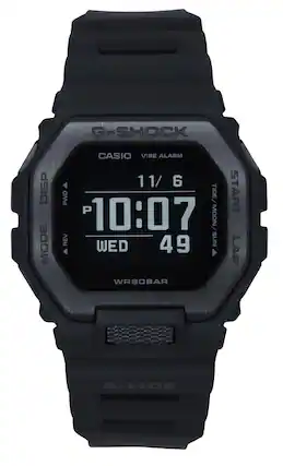 G-SHOCK CASIO VIBE ALARM
11/6
10:07
WED 49
TIDE/MOON/SUN
WR20BAR
START LAP
G-LIDE