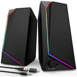 TECH SAFARI - Computer Speakers Usb usb c Pc With Loud Stereo Sound Headphone in For Desktop Laptop Monitor - Black