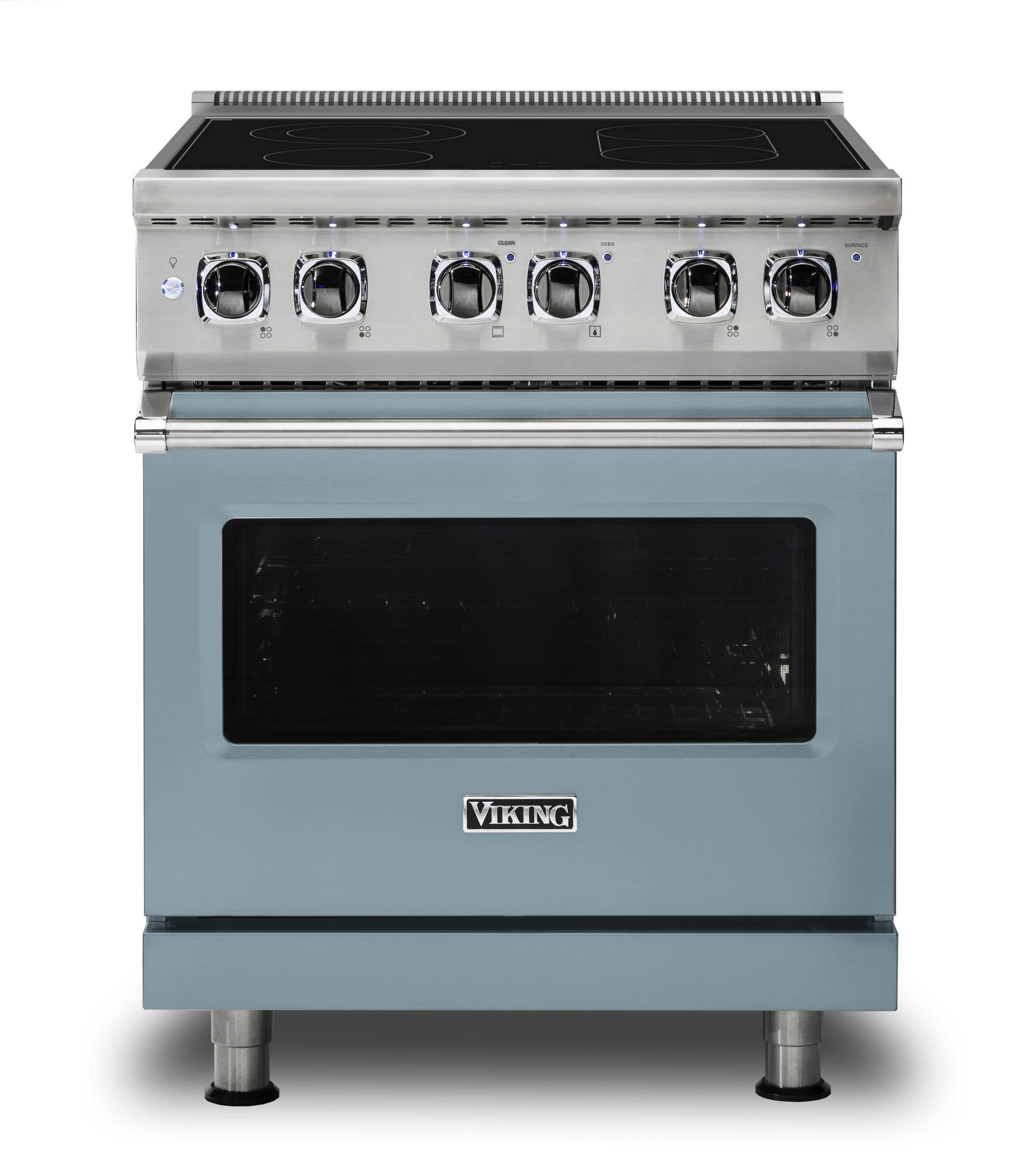 Front. Viking - 5 Series 30" Wide Freestanding Electric Range - November Sky.