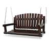 Fortune Candy - 4 FT Rustic Fir Wood Porch Swing, Handcrafted Outdoor Hanging Bench, Heavy-Duty 900lbs for Patio Garden - Deep Brown