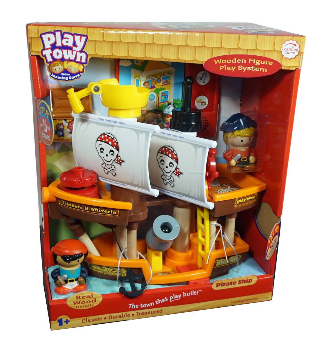 Hasbro - Learning Curve Play Town Pirate Ship and Pirates Set - Wooden Figure Play System - Multi
