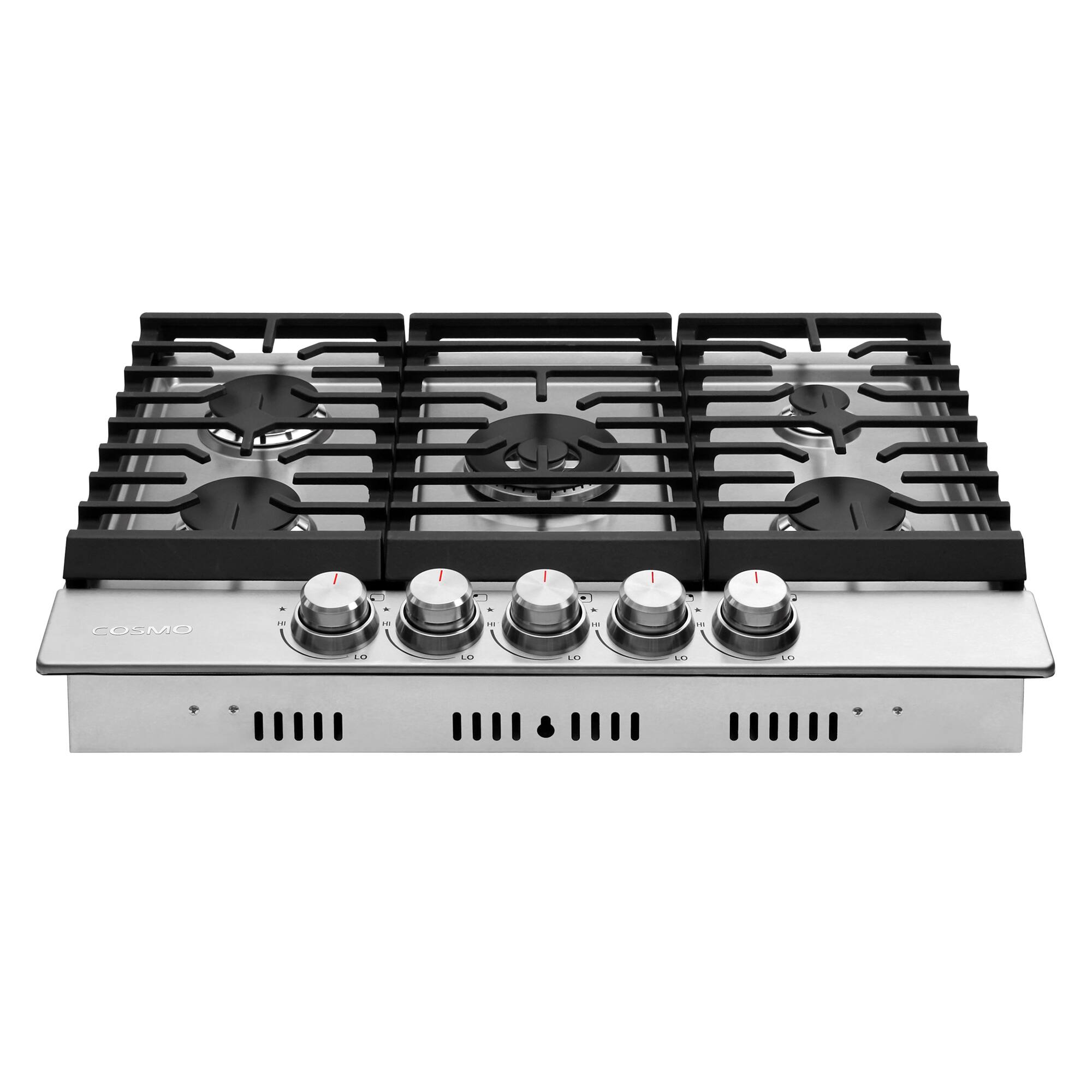 Alt View 7. COSMO - COS-CTGH305SS 30 in. Haven Collection Drop-in Gas Cooktop with 5 Sealed Burners, Cast Iron Grates - Stainless Steel.