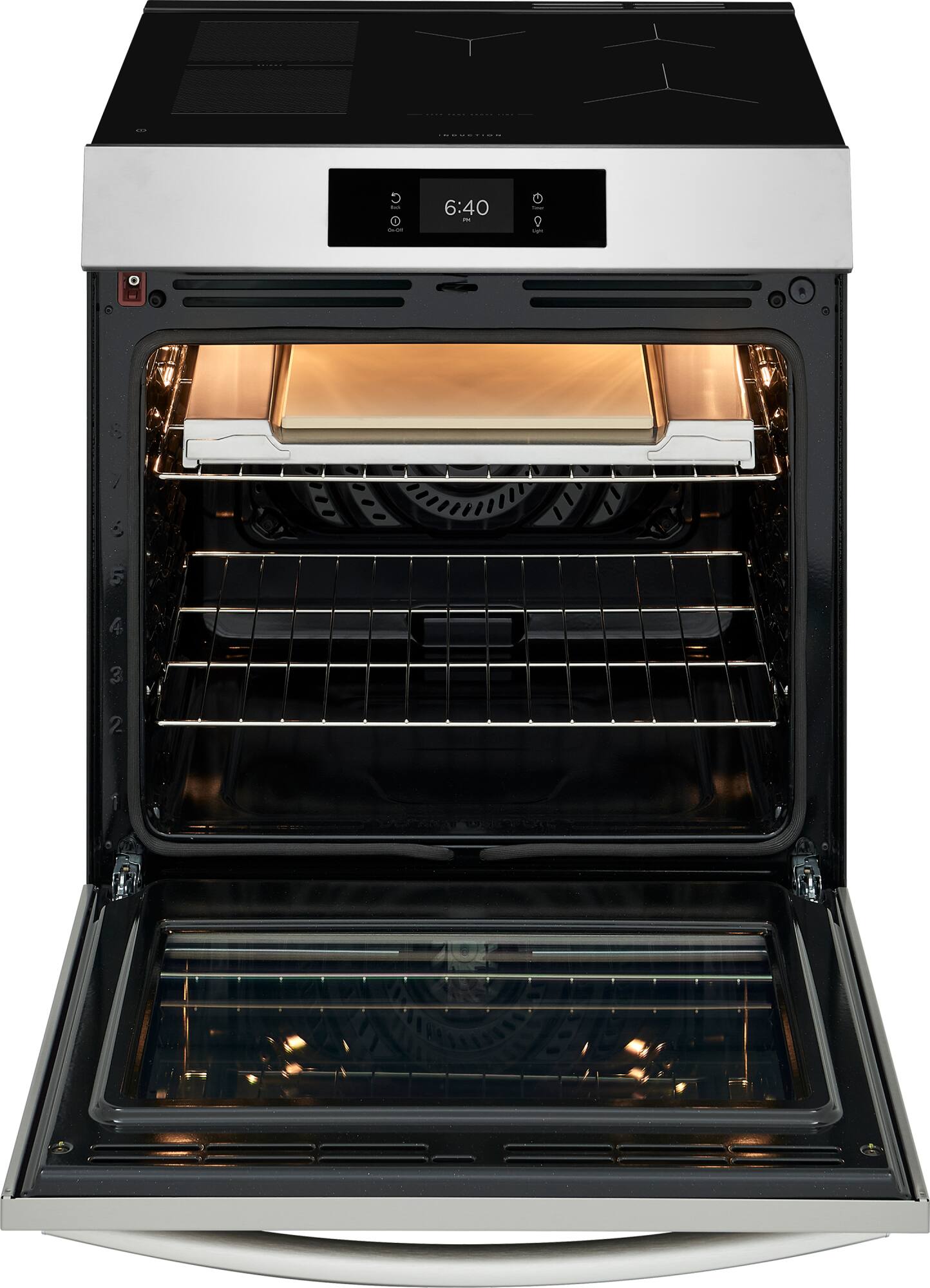 Alt View 2. Frigidaire - Gallery 6.2 Cu. Ft. Slide-In Electric Induction Range with Stone-Baked Pizza and 15+ Ways to Cook - Stainless Steel.