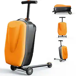 Circus Cirle - Hardshell Kids' Luggage, Foldable Carry on Kids Suitcase Wheels, Orange - Qrange