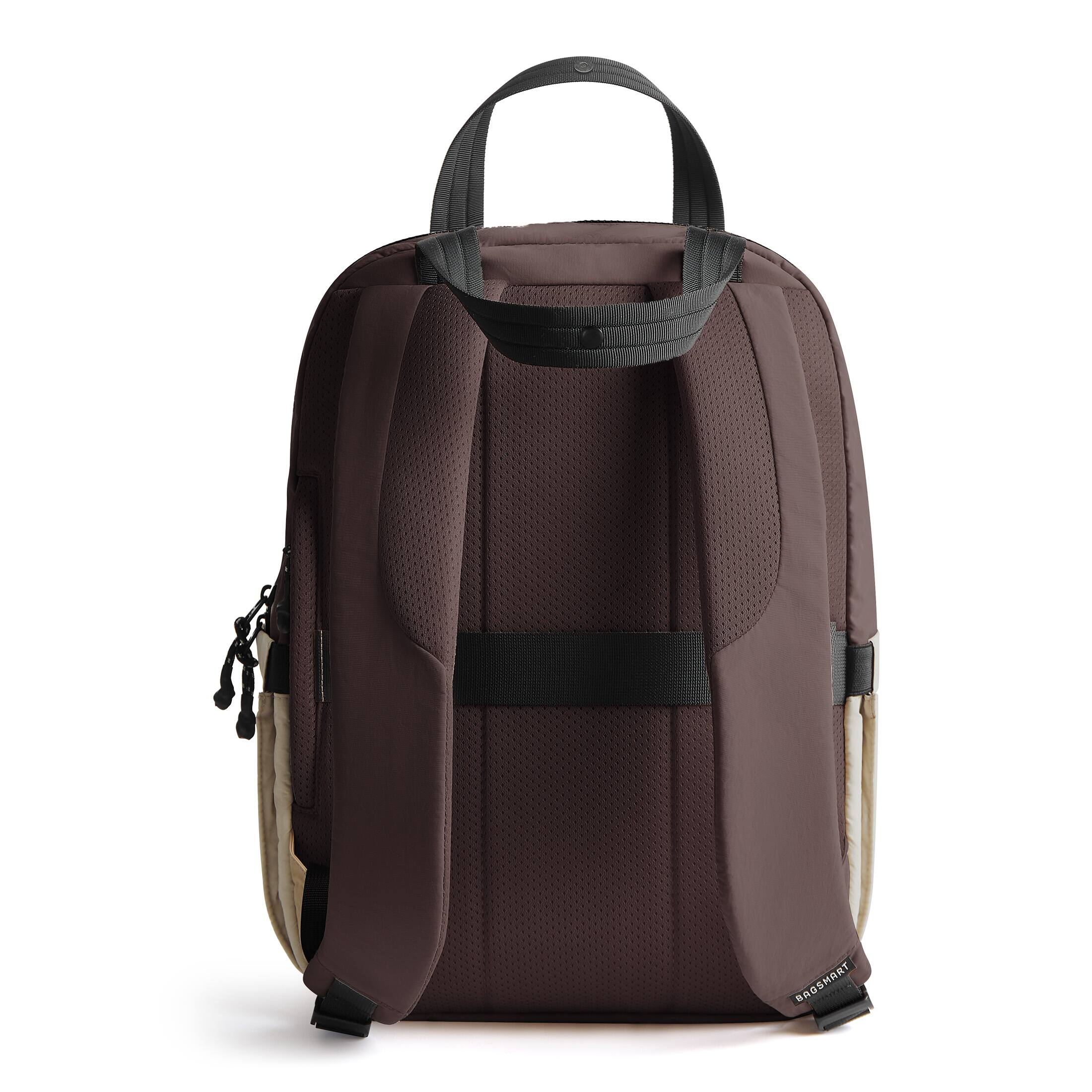 Left. Bagsmart - Paz 23L Quilted Travel Backpack Lightweight Water-Repellent Daypack for 15.6 Inch Laptop Work School Underseat - Coffee.