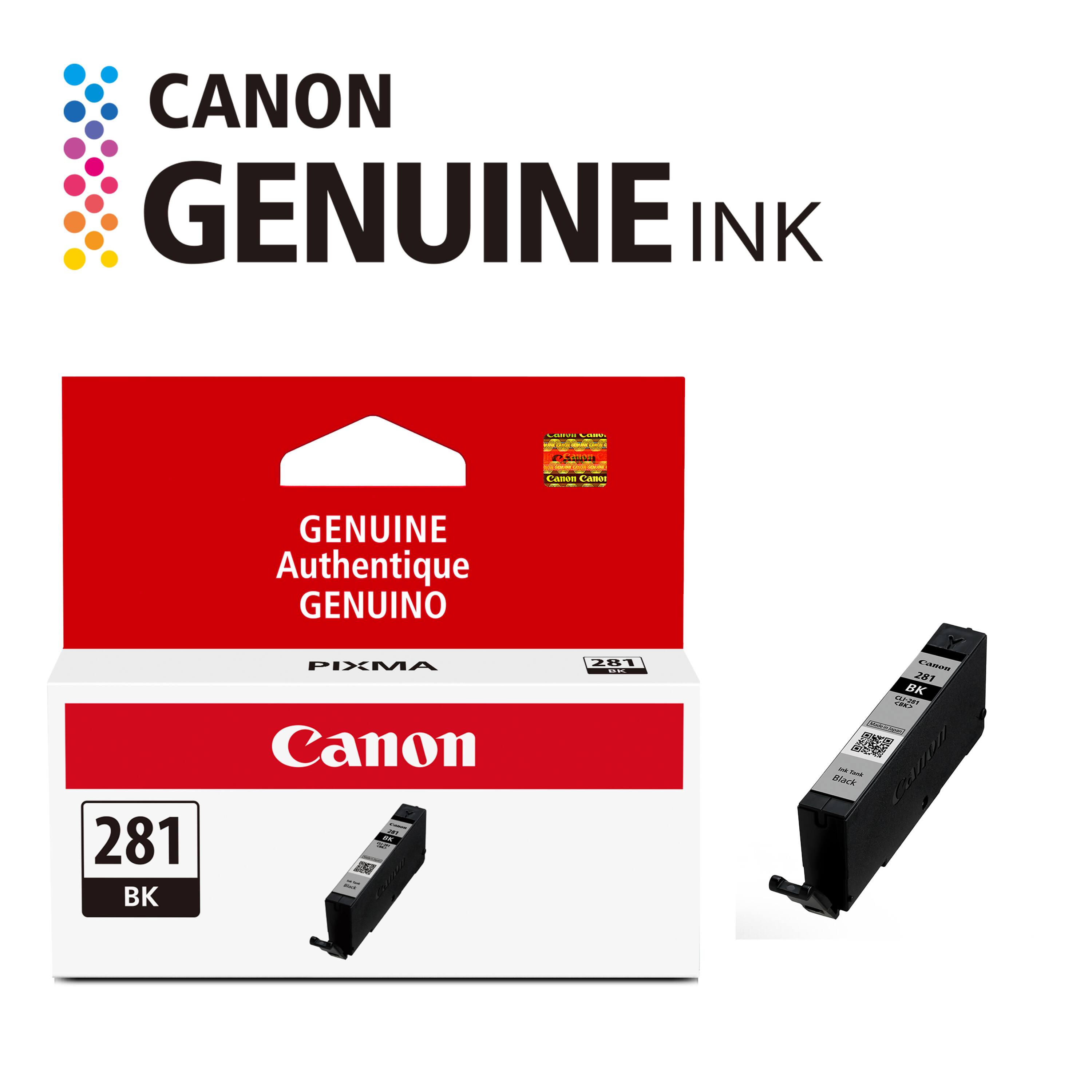 CANON GENUINE INK

GENUINE  
Authentique  
GENUINO

PIXMA  
Canon

281 BK

281 BK