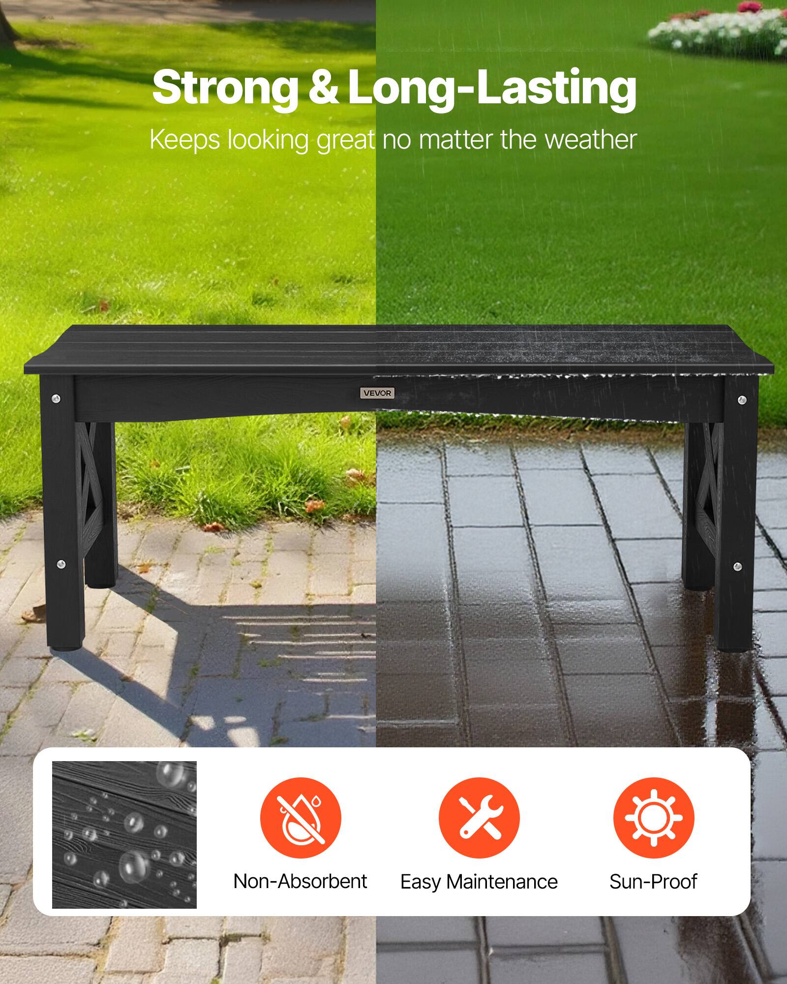 Strong & Long-Lasting  
Keeps looking great no matter the weather  

Non-Absorbent  
Easy Maintenance  
Sun-Proof