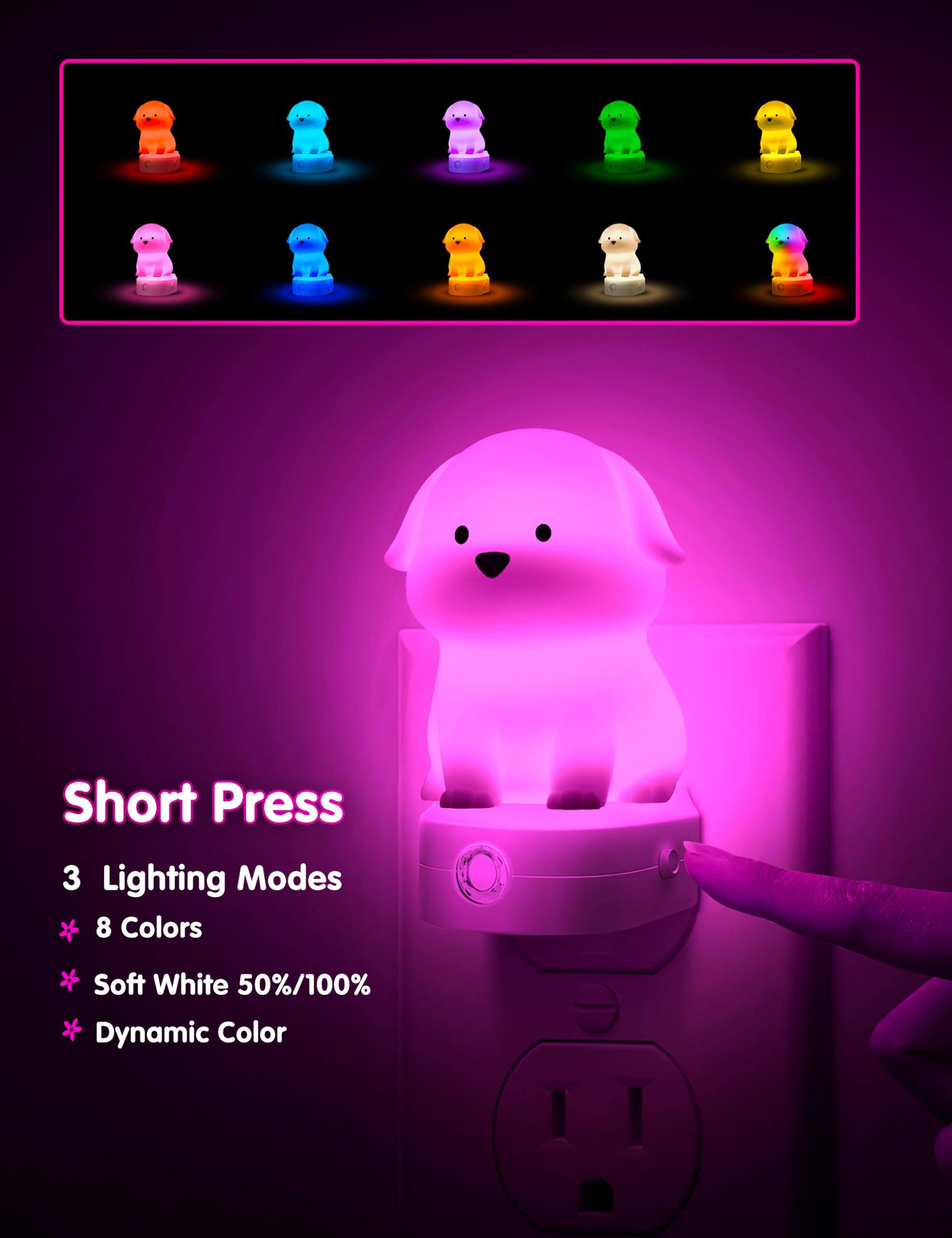 Short Press  
3 Lighting Modes  
8 Colors  
Soft White 50%/100%  
Dynamic Color