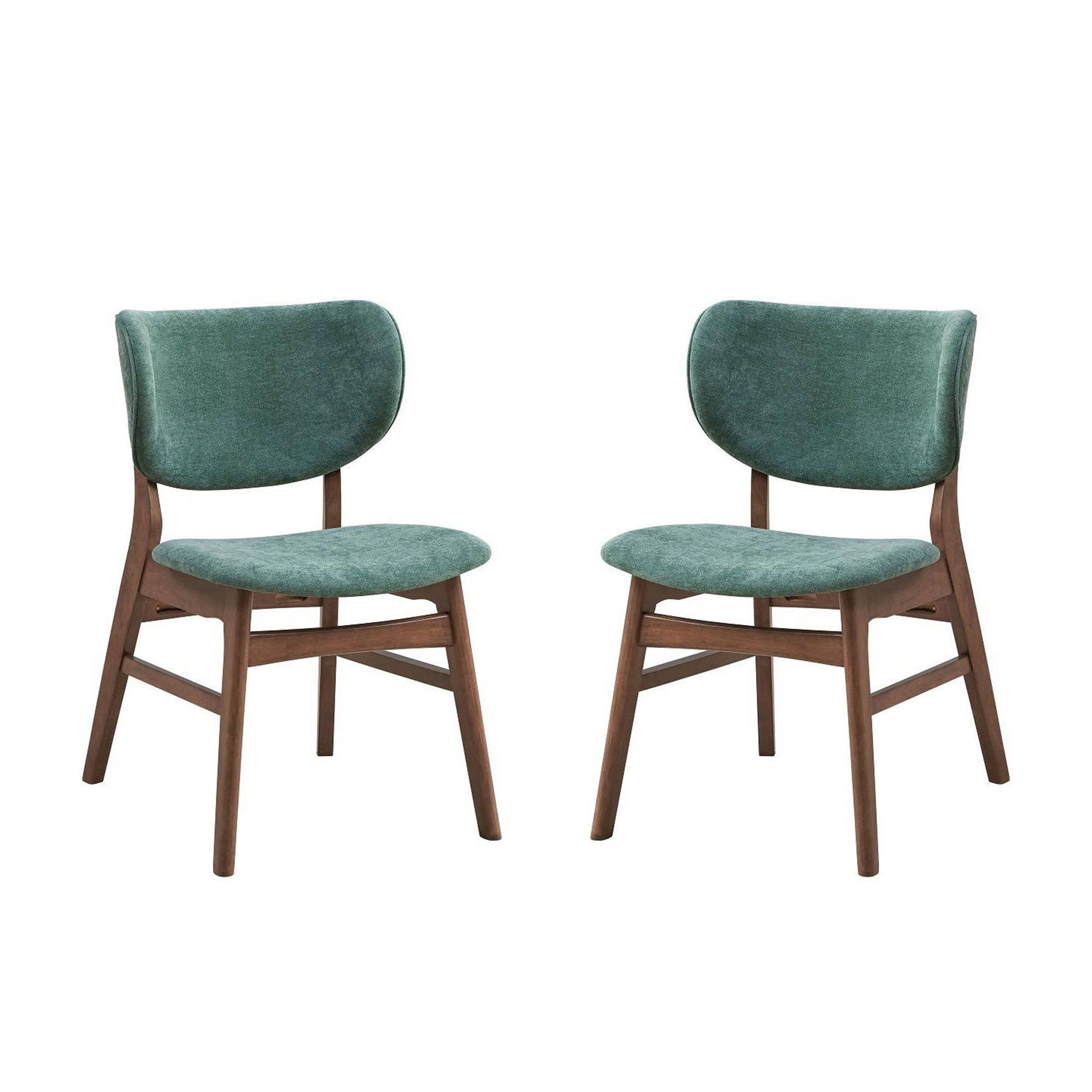 Manhattan Lane - Evis 23 Inch Side Dining Chair Set of 2, Soft Green Fabric - Green, Brown