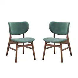 Manhattan Lane - Evis 23 Inch Side Dining Chair Set of 2, Soft Green Fabric - Green, Brown