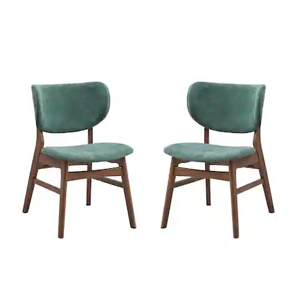 Front. Manhattan Lane - Evis 23 Inch Side Dining Chair Set of 2, Soft Green Fabric - Green, Brown.