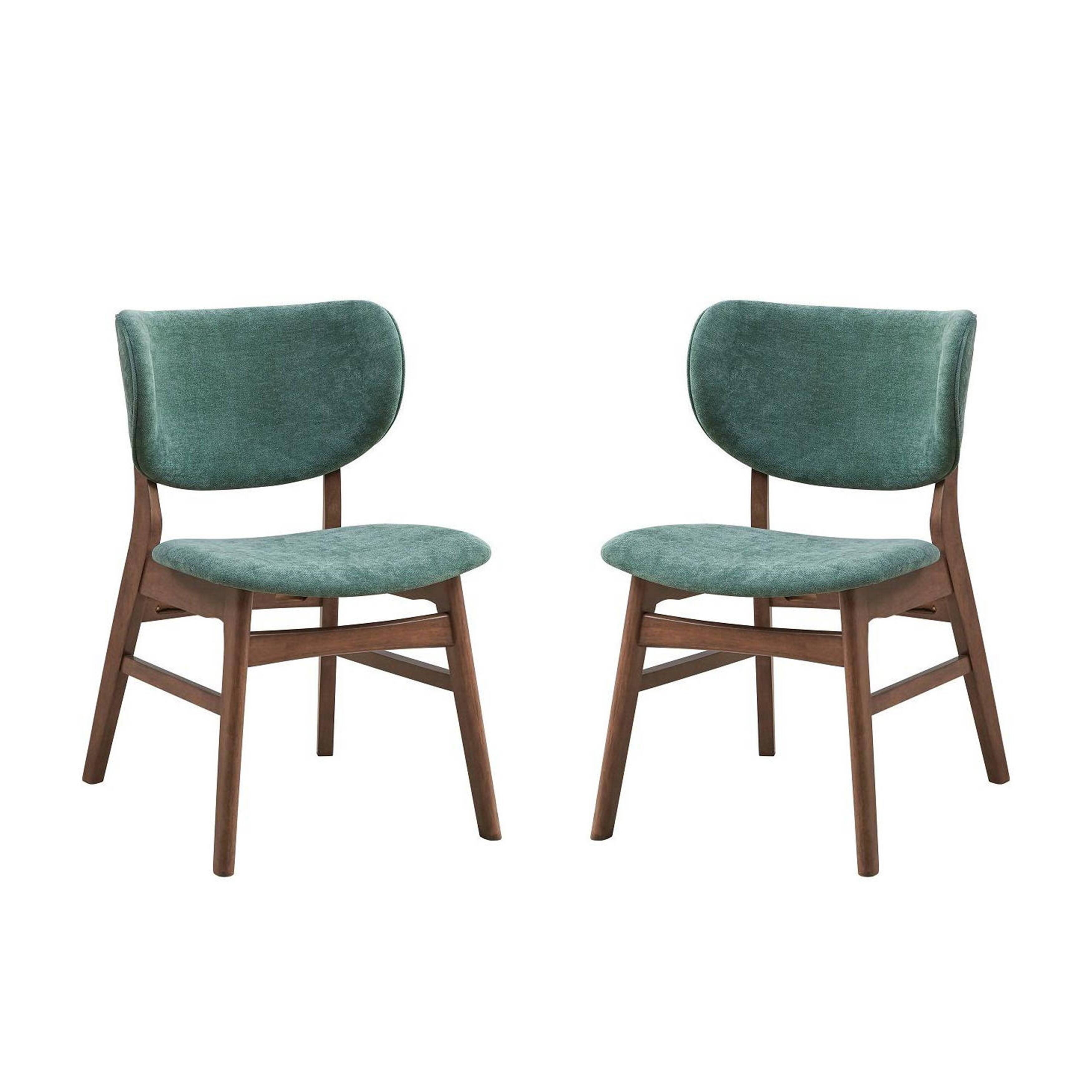 Front. Manhattan Lane - Evis 23 Inch Side Dining Chair Set of 2, Soft Green Fabric - Green, Brown.