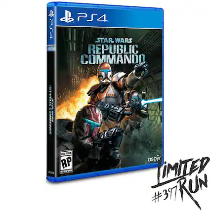 PS4 R-PXX PS4. STAR WARS REPUBLIC COMMANDO REPUBLIC COMMANDO WARS MENE RP IEDICOL ESRB aspyr LIMITED #397 RUN - T (Teen 13+)