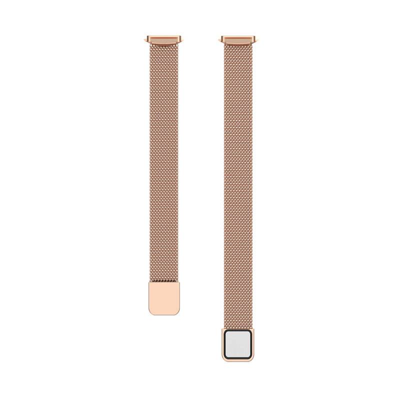 Left. StrapsCo - Milanese Bracelet Stainless Steel Watch Band Strap For Fitbit Luxe - Rose Gold.