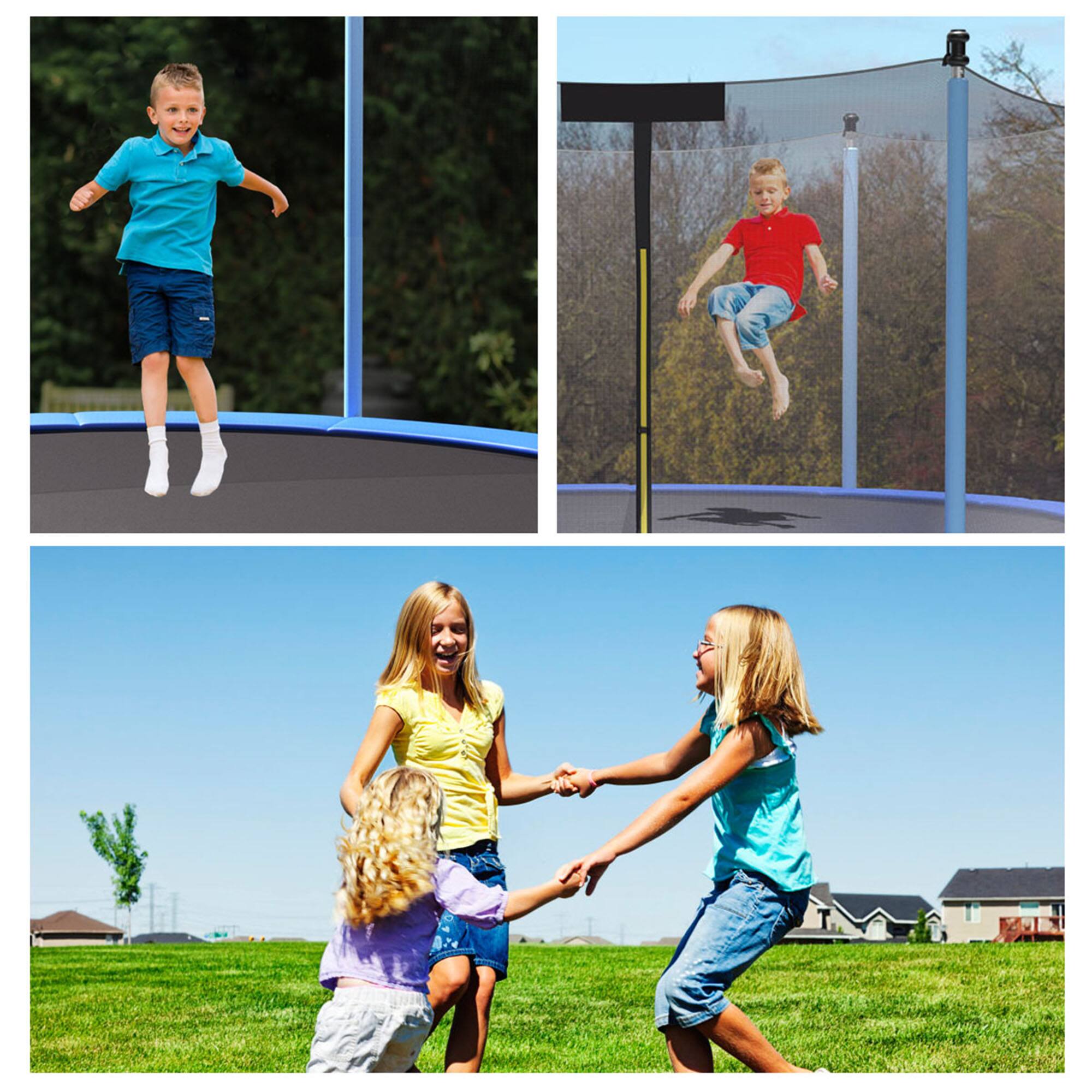 Alt View 4. Costway - Costway 14ft Trampoline Combo Bounding Bed Trampoline w/ Enclosure Net Ladder - Blue.