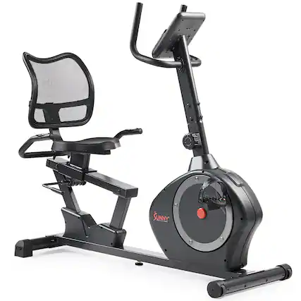 Front. Sunny Health & Fitness - Smart Magnetic Heavy Duty Recumbent Bike - Dark Grey.