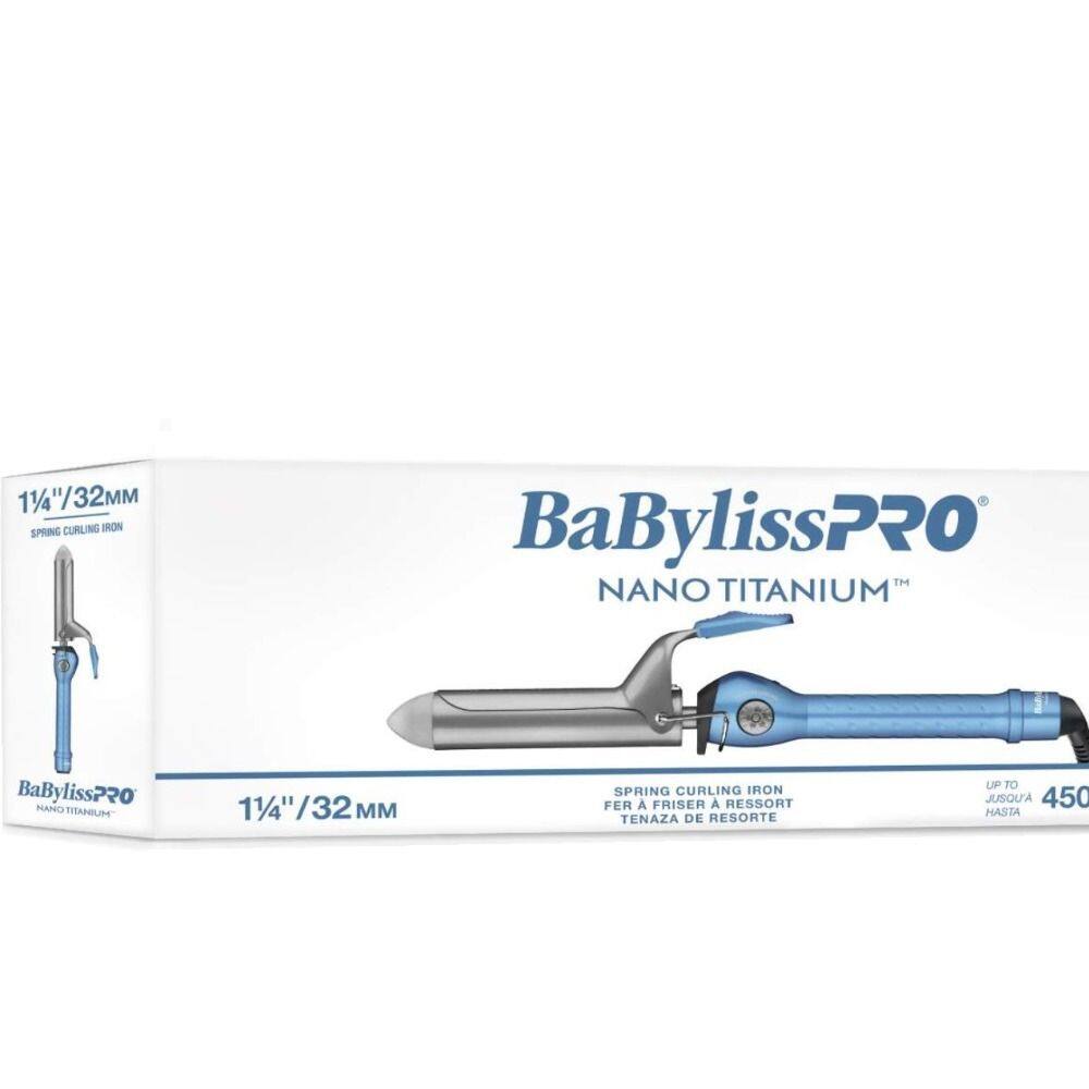 BaBylissPRO  
NANO TITANIUM™  

1¼" / 32MM  
SPRING CURLING IRON  
FER A FRISER A RESSORT  
TENAZA DE RESORTE  

UP TO 450°  
JUSQU'A 450°  
HASTA 450°