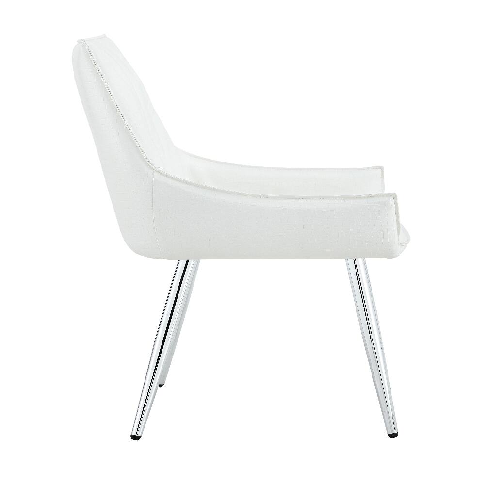 Alt View 4. Loheer - Loheer Crocodile Pattern Accent Chair Set of 2 White PU Leather - White.
